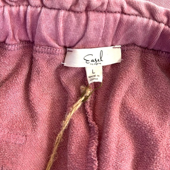 Women’s Easel Mineral Washed Terry Knit Pants Large color Dusty Pink/Faded Plum - Picture 8 of 8